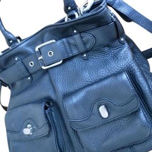 Medium Black Convertible Leather Shoulder Bag